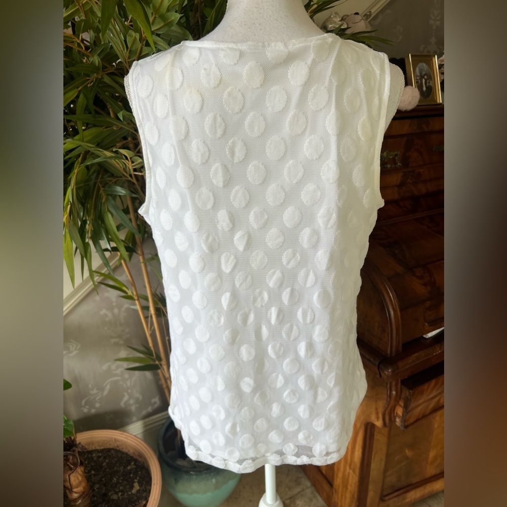 Dana Buchman lace tank top blouse, extra large white excellent condition - Picture 6 of 14